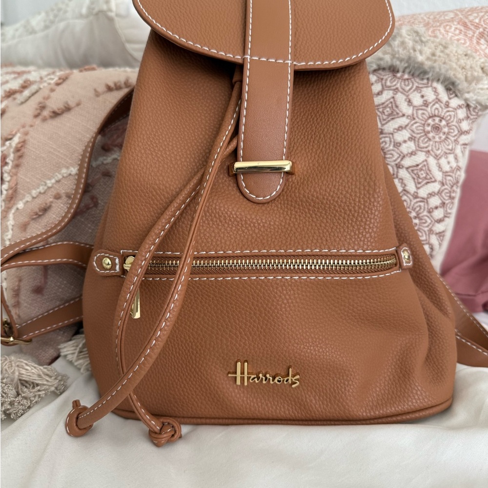 Harrods Tan Leather Backpack